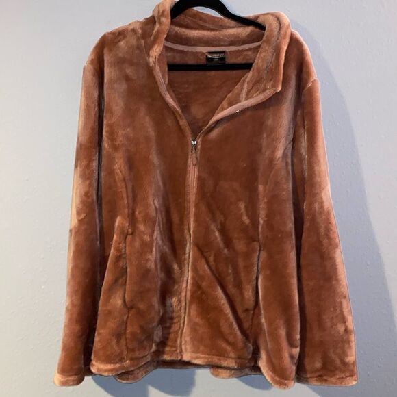 32 degree Heat Soft Mauve Faux Fur Zip Up XXL - Picture 1 of 6